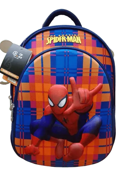 BZ School Bag For Boys - Spiderman - Blue Orange